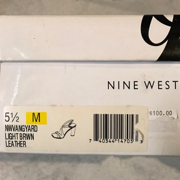 NINE WEST Leather Sandals Heels Women's Size 5.5 Tan Brown Ankle Strap - Picture 5 of 5